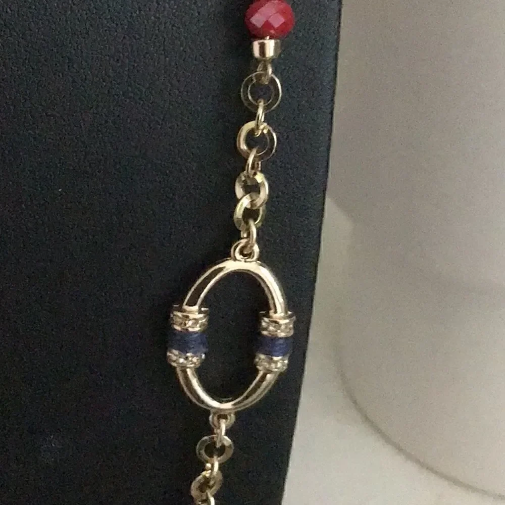 The Limited gold tone with red bead long necklace 38 inch